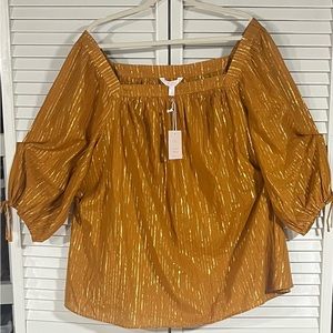 NWT Women’s gold Lauren Conrad 4X square neck top $